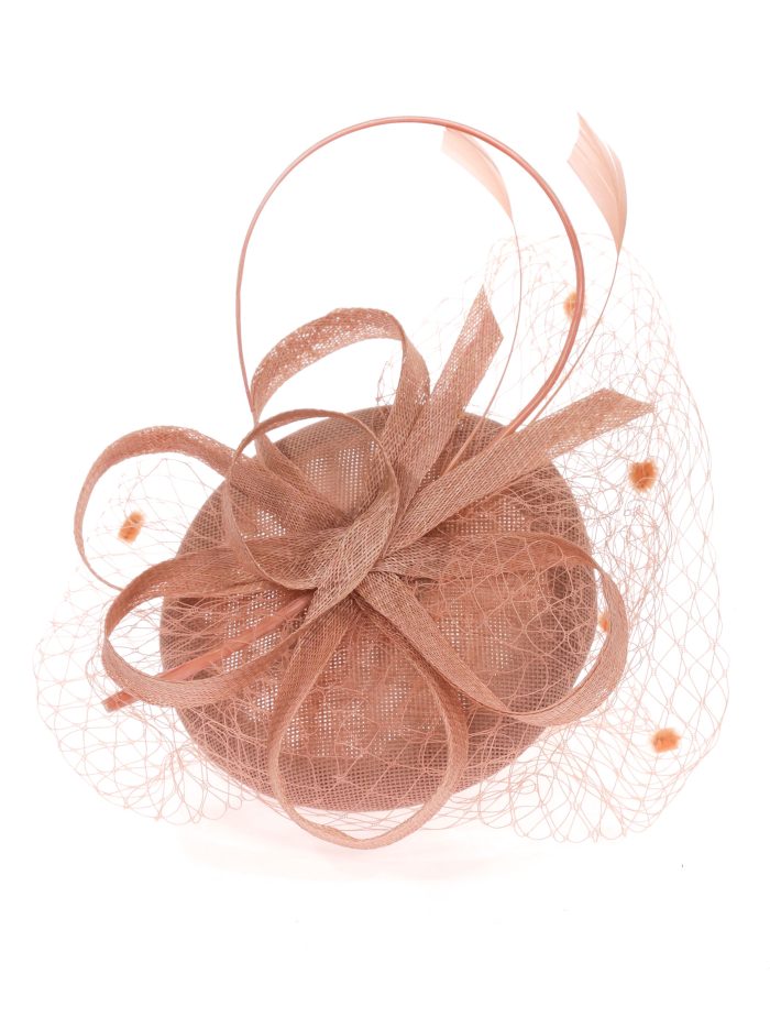 Tocado mediano redecillas rosa-palo