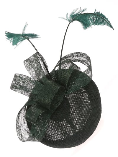 Feather hair fascinator headband verde-botella