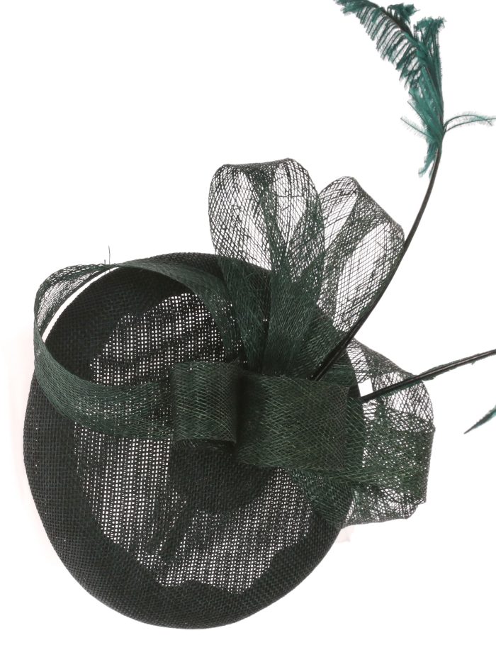 Tocado mediano plumas verde-botella