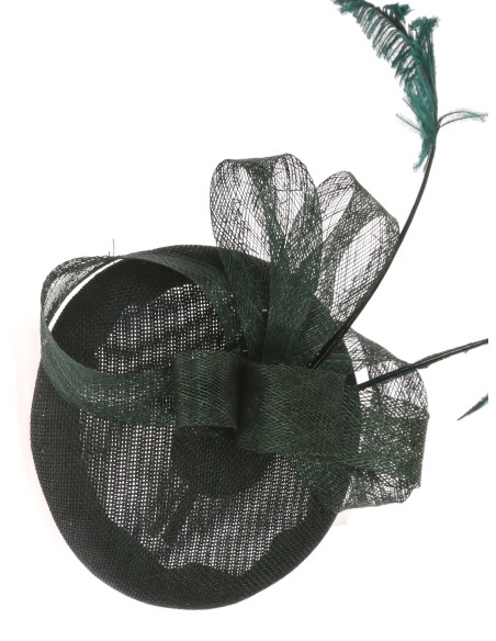 Tocado mediano plumas verde-botella