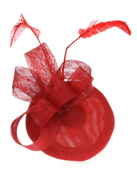 Tocado mediano plumas rojo