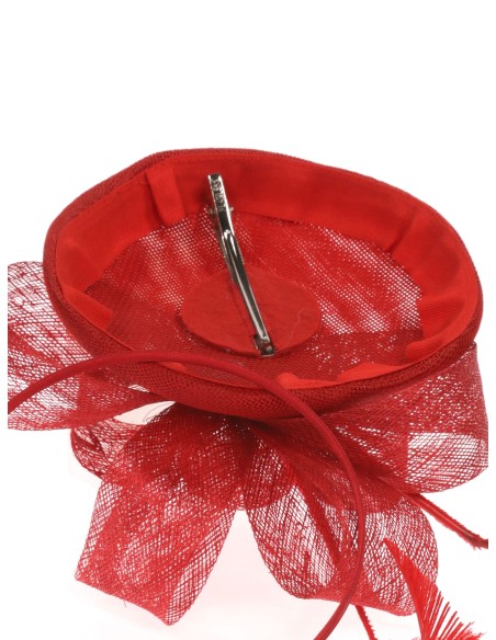 Tocado mediano plumas rojo