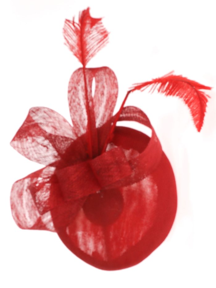 Tocado mediano plumas rojo