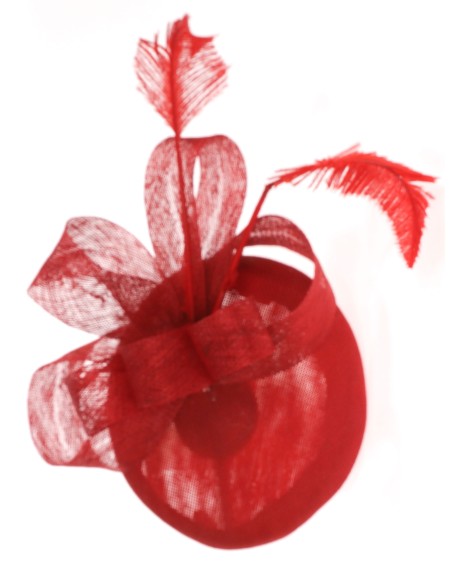 Tocado mediano plumas rojo