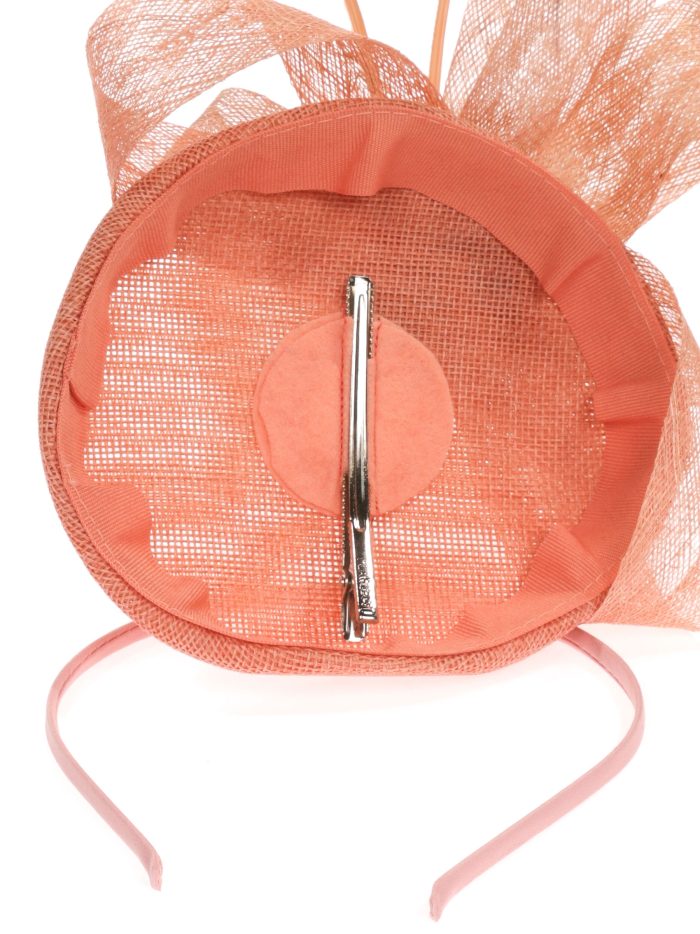 Tocado mediano plumas rosa-palo