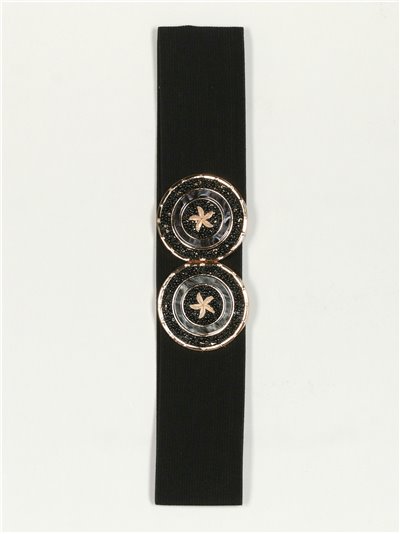 Elastic belt with beads negro
