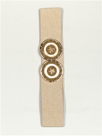 Elastic belt with beads oro-brillo