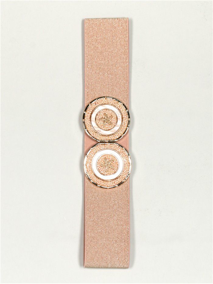 Elastic belt with beads rosa-palo-brillo