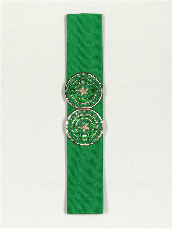 Elastic belt with beads verde-hierba