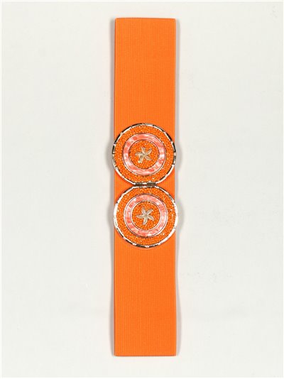 Elastic belt with beads naranja