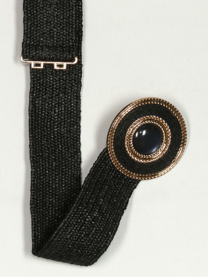 Cinturón elástico efecto rafia negro