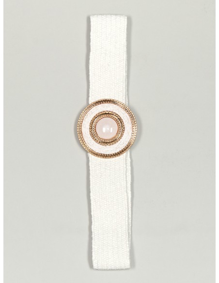 Cinturón elástico efecto rafia blanco