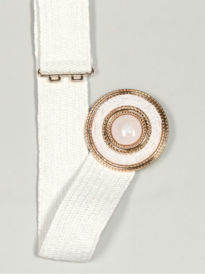Cinturón elástico efecto rafia blanco