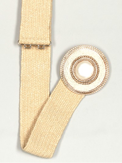 Cinturón elástico efecto rafia beige 2