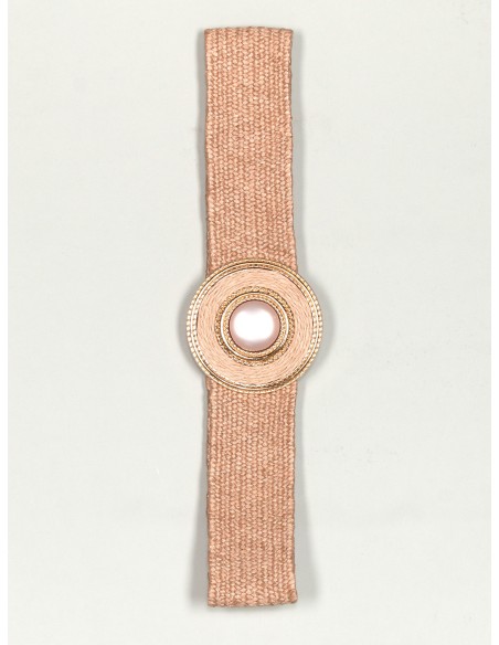 Cinturón elástico efecto rafia rosa-palo