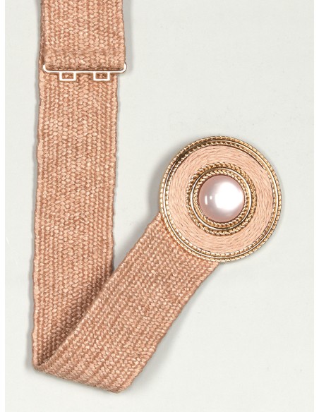 Cinturón elástico efecto rafia rosa-palo