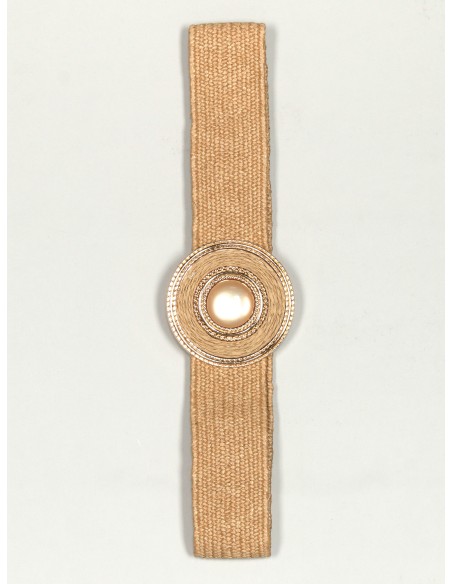 Cinturón elástico efecto rafia natural