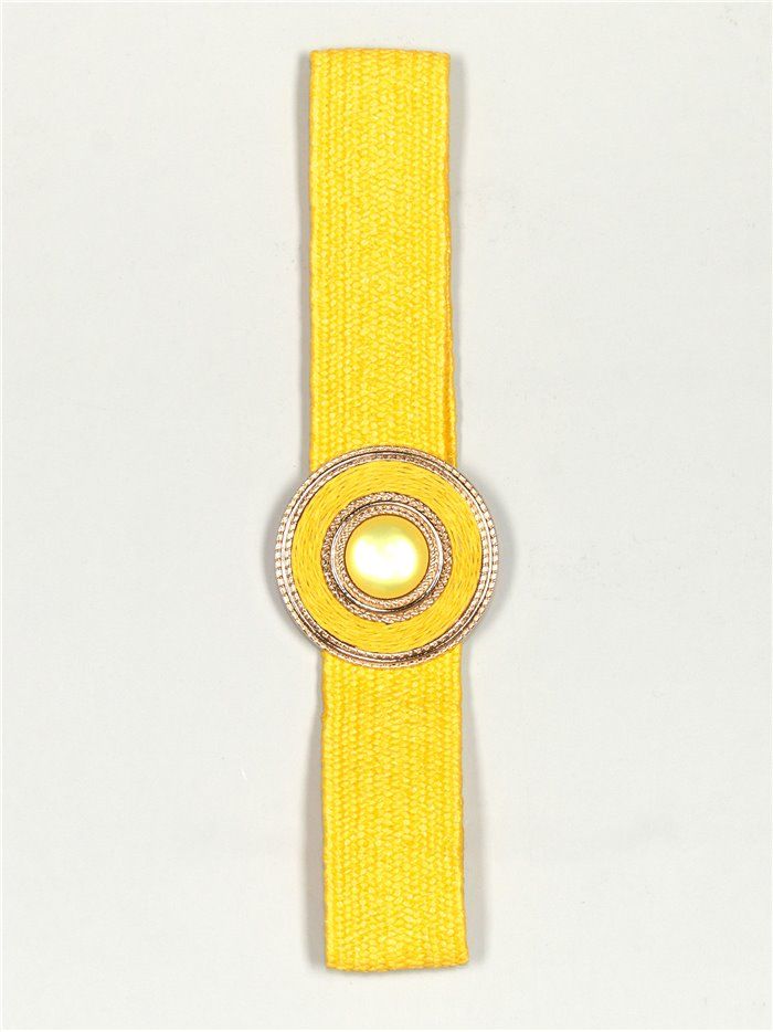 Raffia effect elastic belt amarillo
