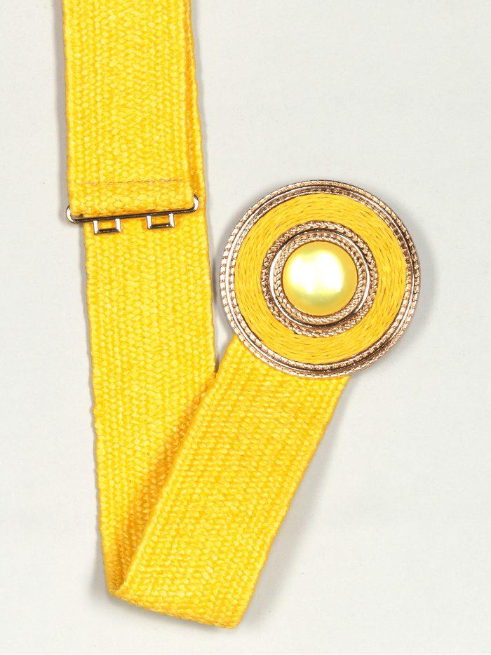 Cinturón elástico efecto rafia amarillo