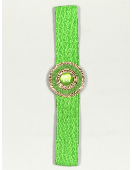 Cinturón elástico efecto rafia verde