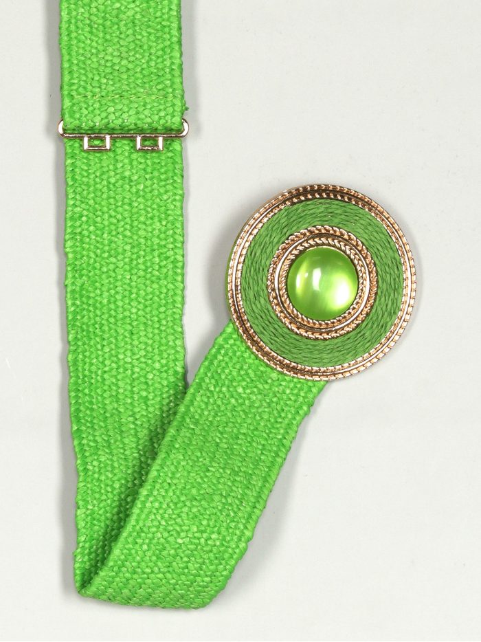 Cinturón elástico efecto rafia verde