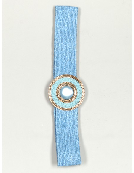 Cinturón elástico efecto rafia celeste