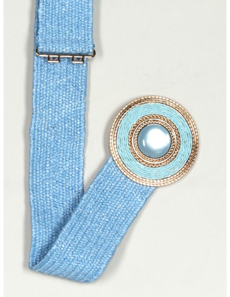 Cinturón elástico efecto rafia celeste