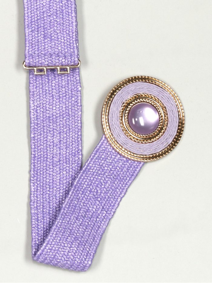 Cinturón elástico efecto rafia lila