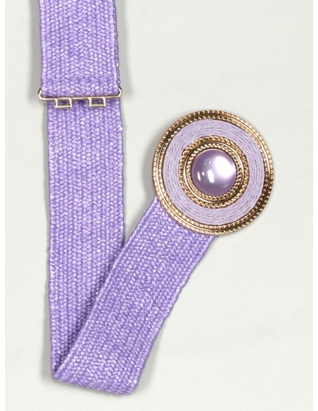 Cinturón elástico efecto rafia lila