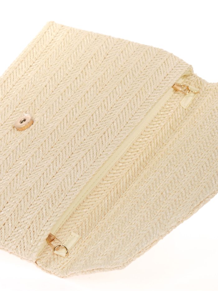 Carteira festa efeito ráfia branca