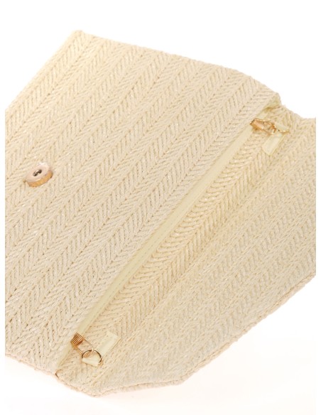 Cartera fiesta efecto rafia blanco