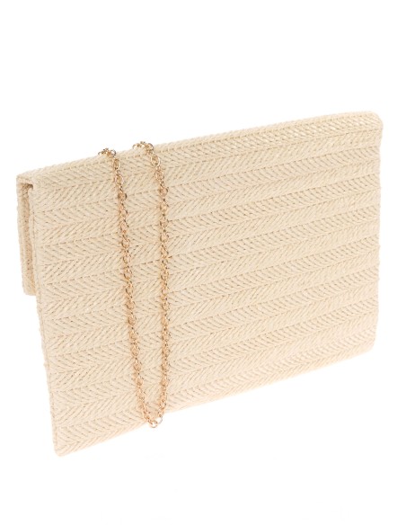 Cartera fiesta efecto rafia blanco