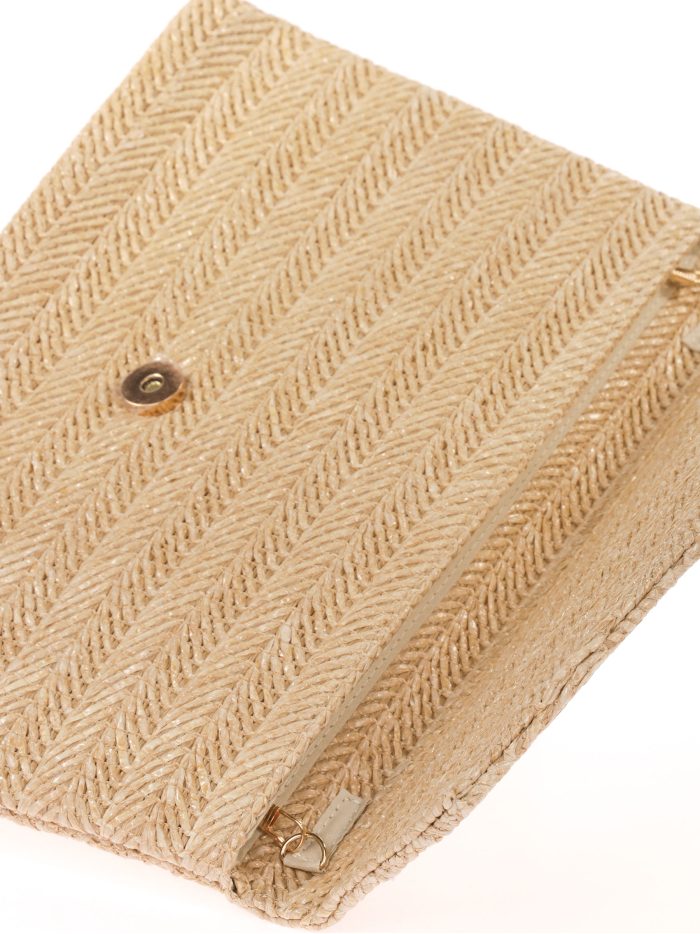 Cartera fiesta efecto rafia beige