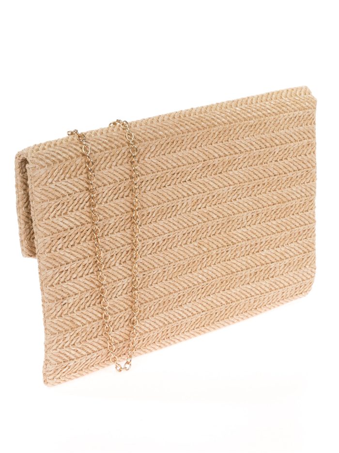 Cartera fiesta efecto rafia beige