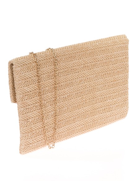 Cartera fiesta efecto rafia beige
