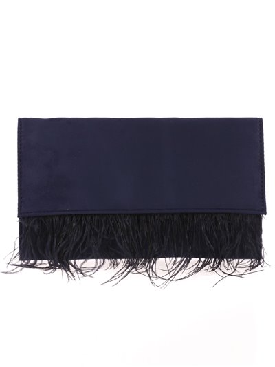 Suede effect clutch with feathers azul-marino