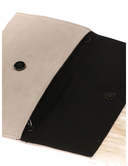 Cartera fiesta antelina plumas beige