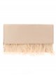 Suede effect clutch with feathers vison
