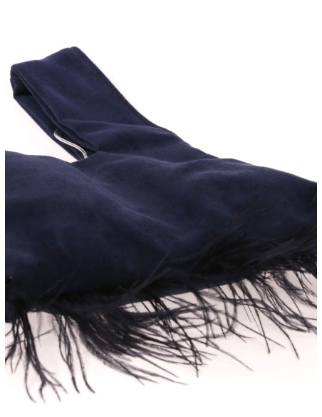 Mini bolso nudo japonés plumas marino