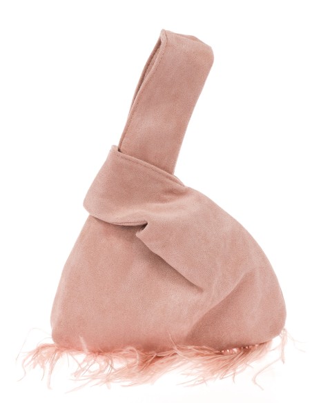 Mini bolso nudo japonés plumas rosa-palo