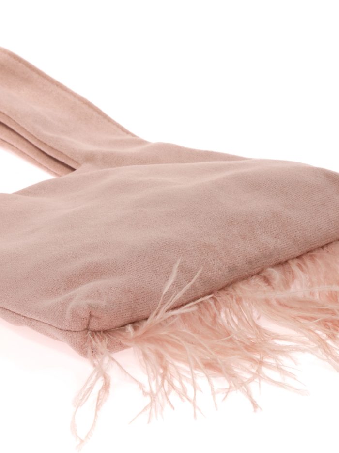 Mini bolso nudo japonés plumas rosa-palo