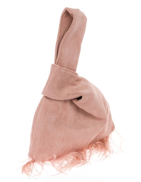 Mini bolso nudo japonés plumas rosa-palo