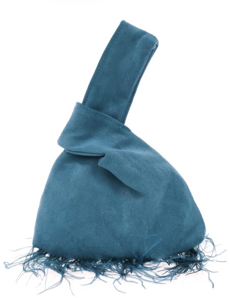 Mini bolso nudo japonés plumas teal