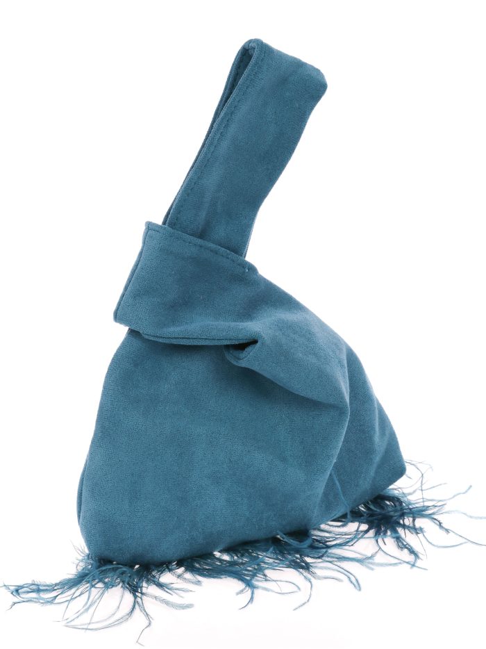 Mini bolso nudo japonés plumas teal