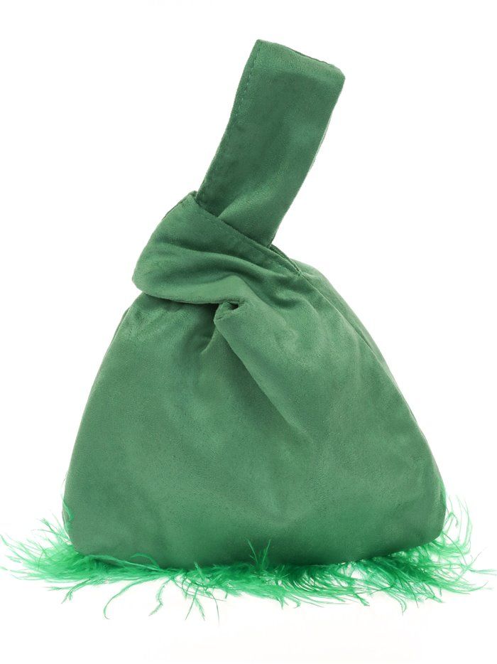 Mini bolso nudo japonés plumas verde