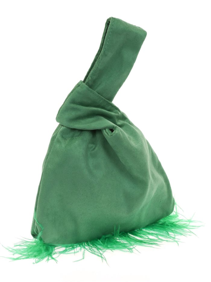 Mini bolso nudo japonés plumas verde