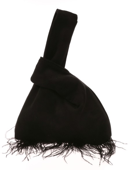 Mini bolso nudo japonés plumas negro