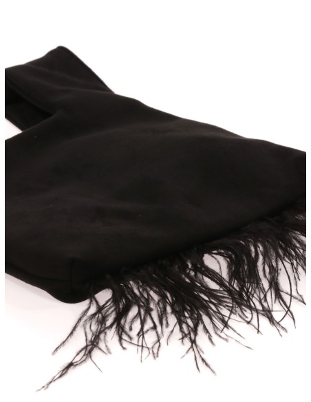 Mini bolso nudo japonés plumas negro