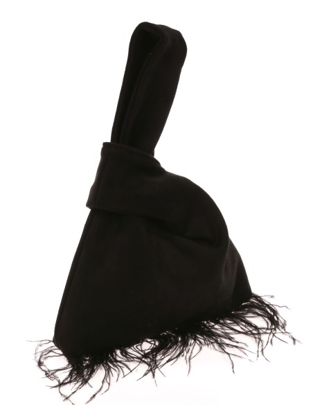 Mini bolso nudo japonés plumas negro