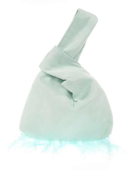 Mini bolso nudo japonés plumas aguamarina